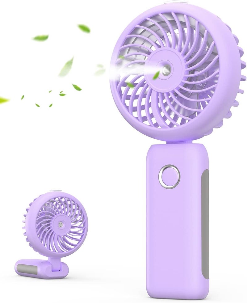 RNKRUN Portable Handheld Misting Fan, 4000mAh USB Rechargeable Personal Foldable Fan with Water Tank Battery Operated Spray Water Mist Makeup Small Face Steamer for Travel Outdoors Office purple - Image 1